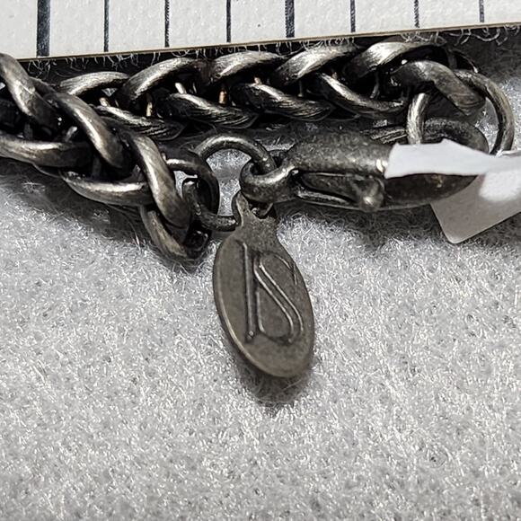 Black Enamel Silver Tone Elephant Necklace Rhinestone Marcasite Accents Vintage - Picture 2 of 12